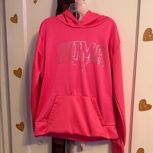 Puma Vibrant Pink Hoodie with Silver Logo